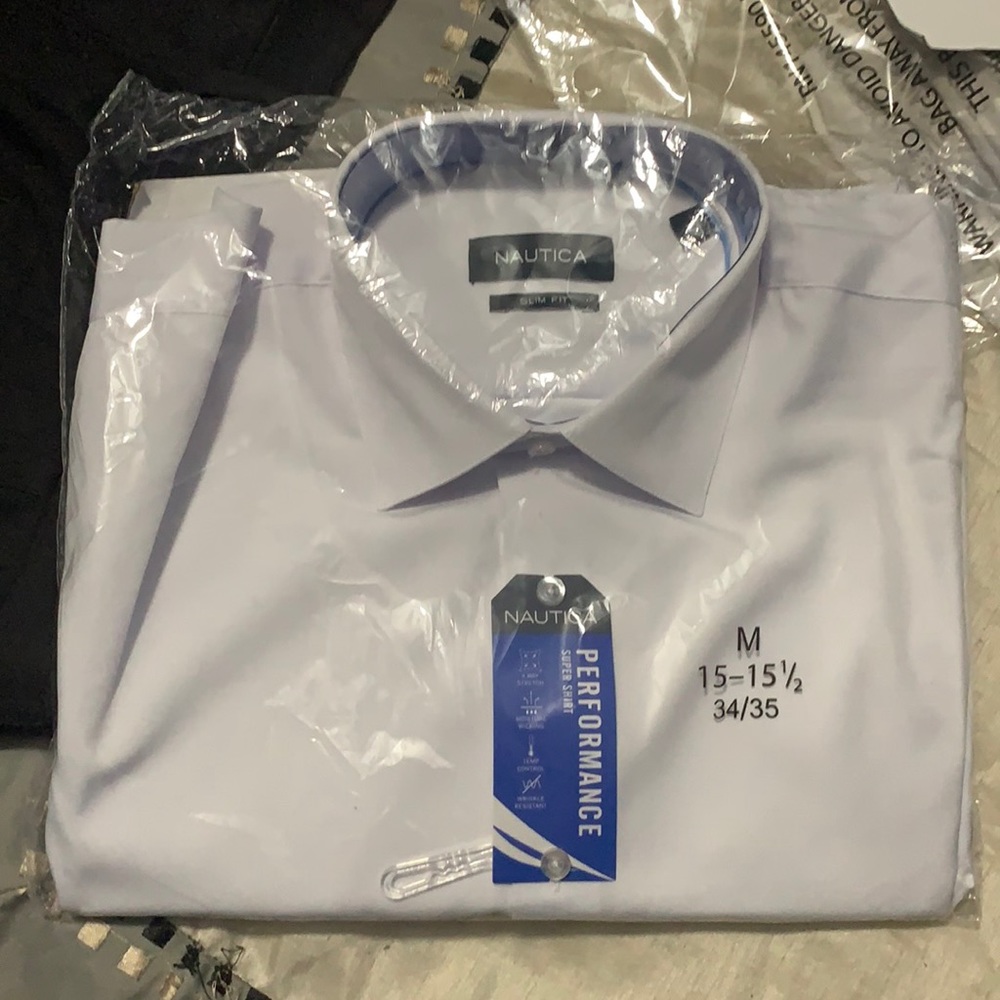 White Nautica Performance Dress Shirt